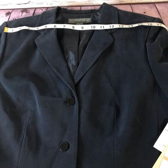 NWT Josephine Chaus Classic Corporate Academia Lined Silk Navy Blazer Size 12 - Picture 4 of 7